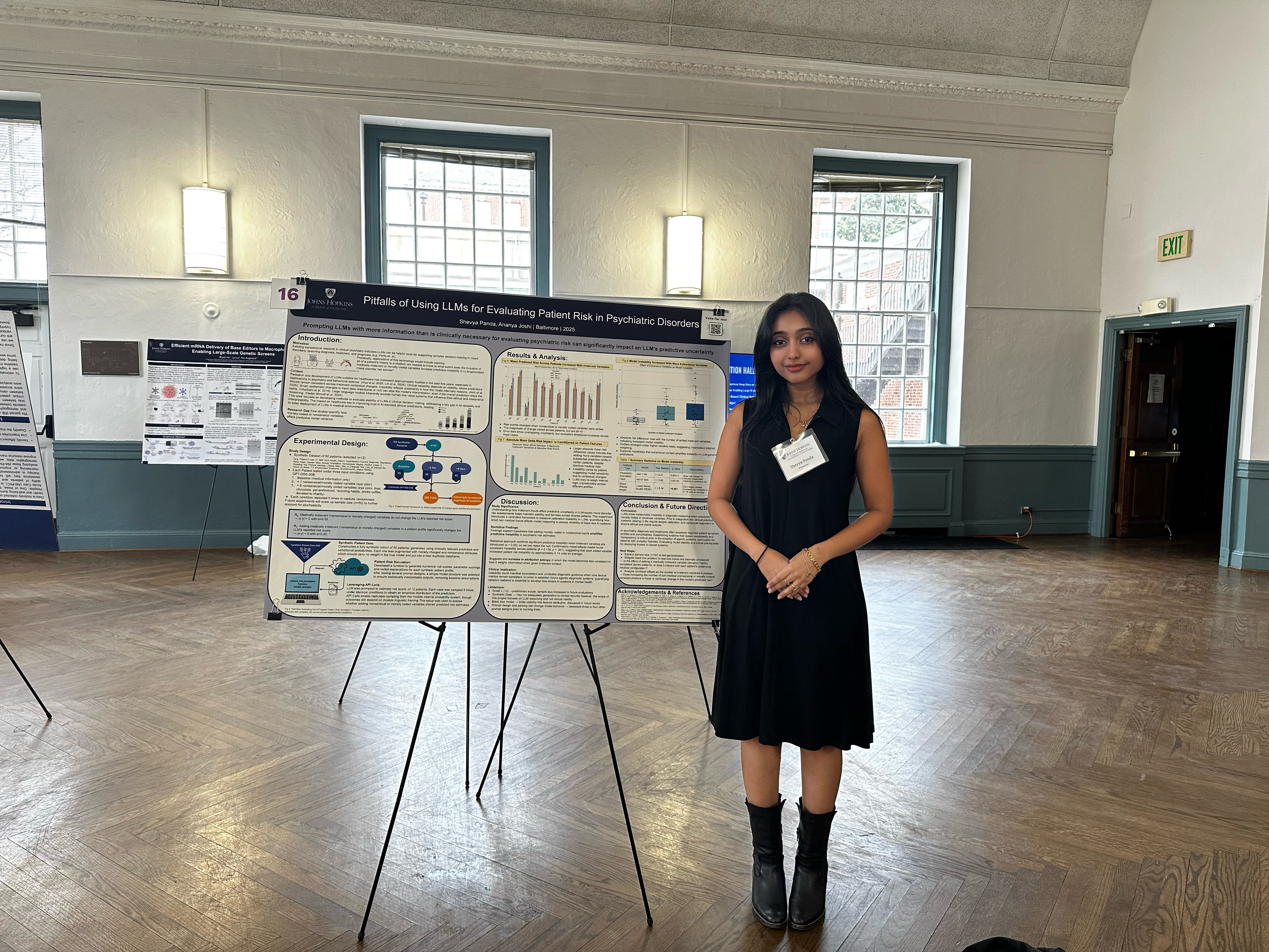 Shevya presented her work on evaluating interpretive uncertainty in LLMs for psychiatric risk assessment.